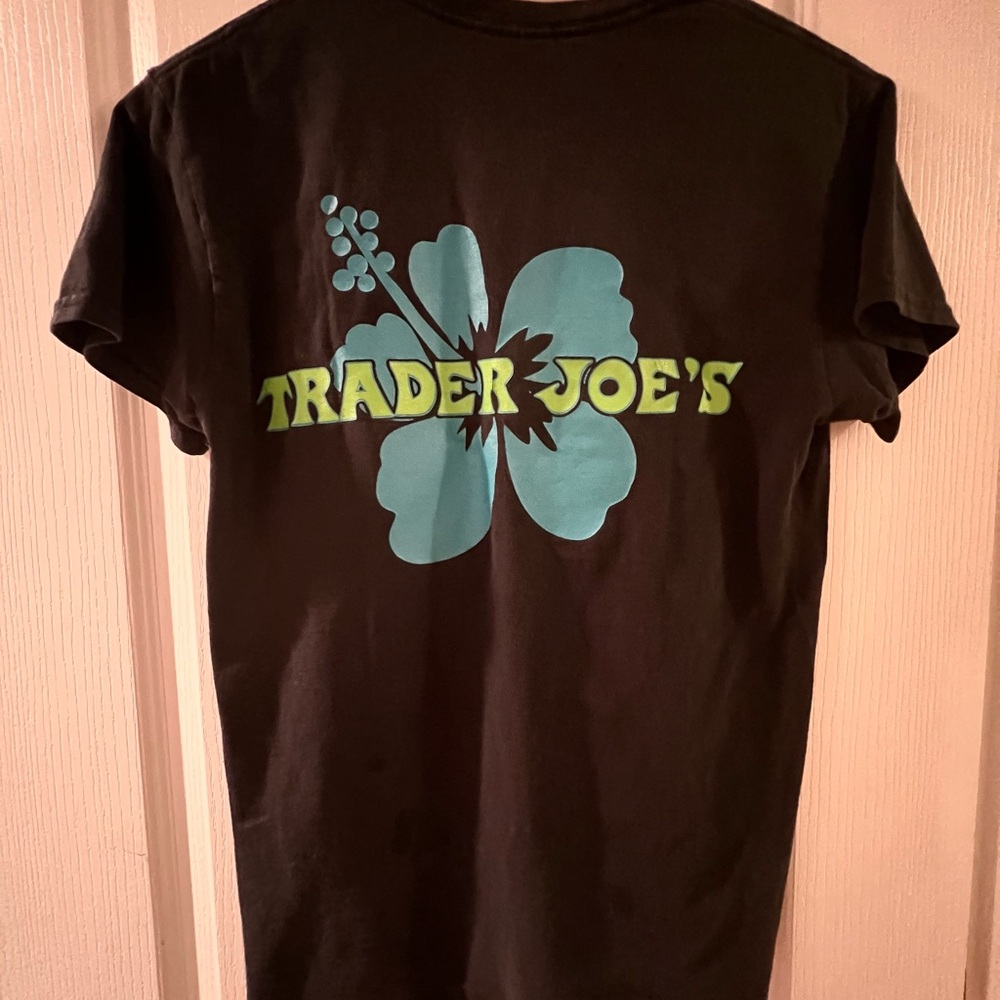 Trader Joe's Black T-Shirt with Blue Graphic